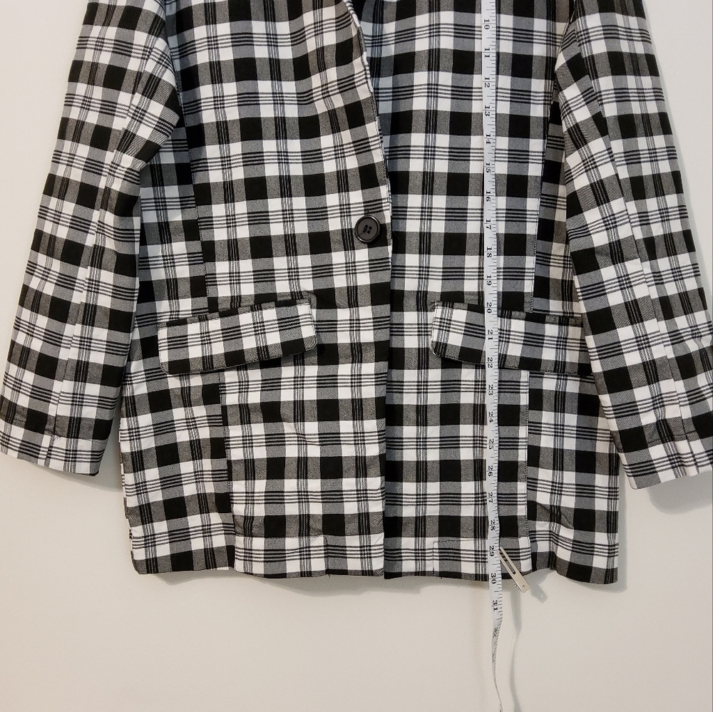 Rue 21 Plaid Print Black And White Long Sleeve Blazer Jacket Size M - Picture 3 of 9